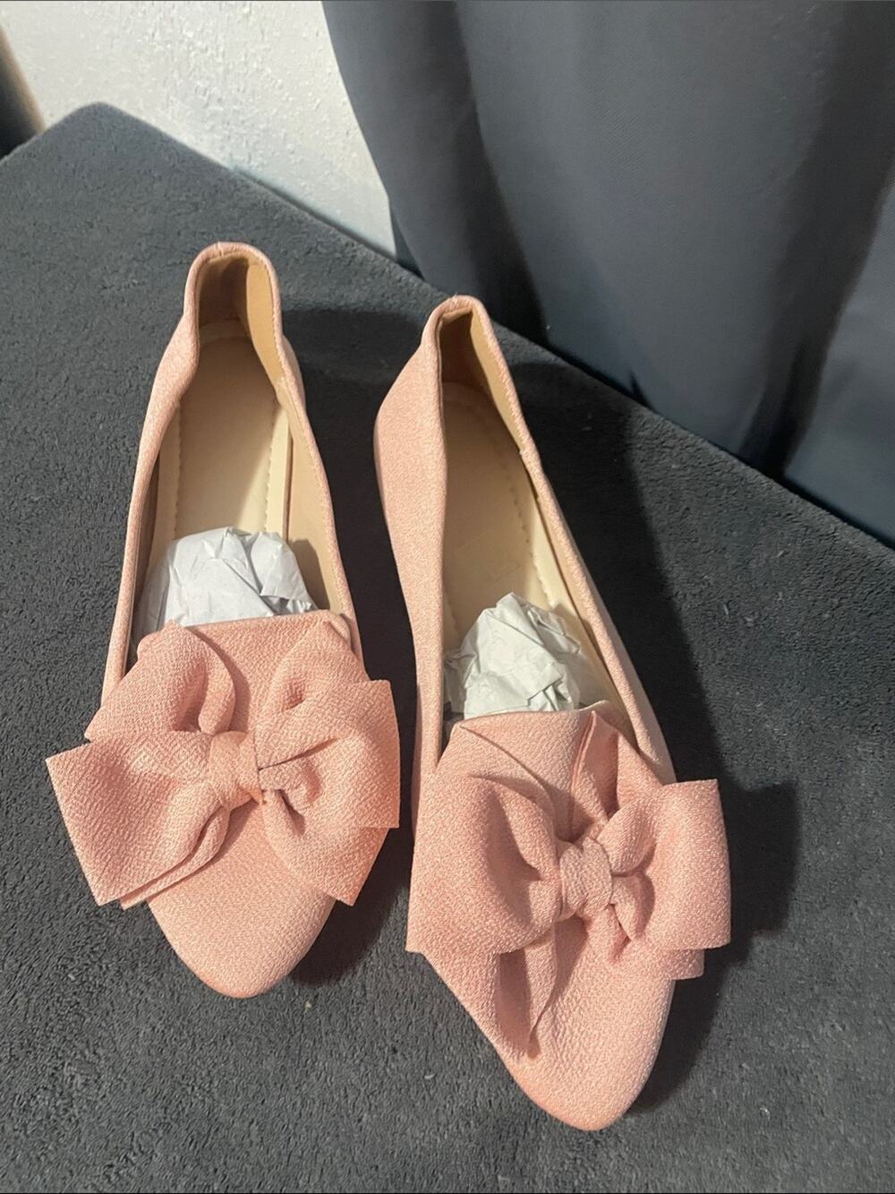 Blush Pink Bow Pointed Flats for Women NWOT Size 12